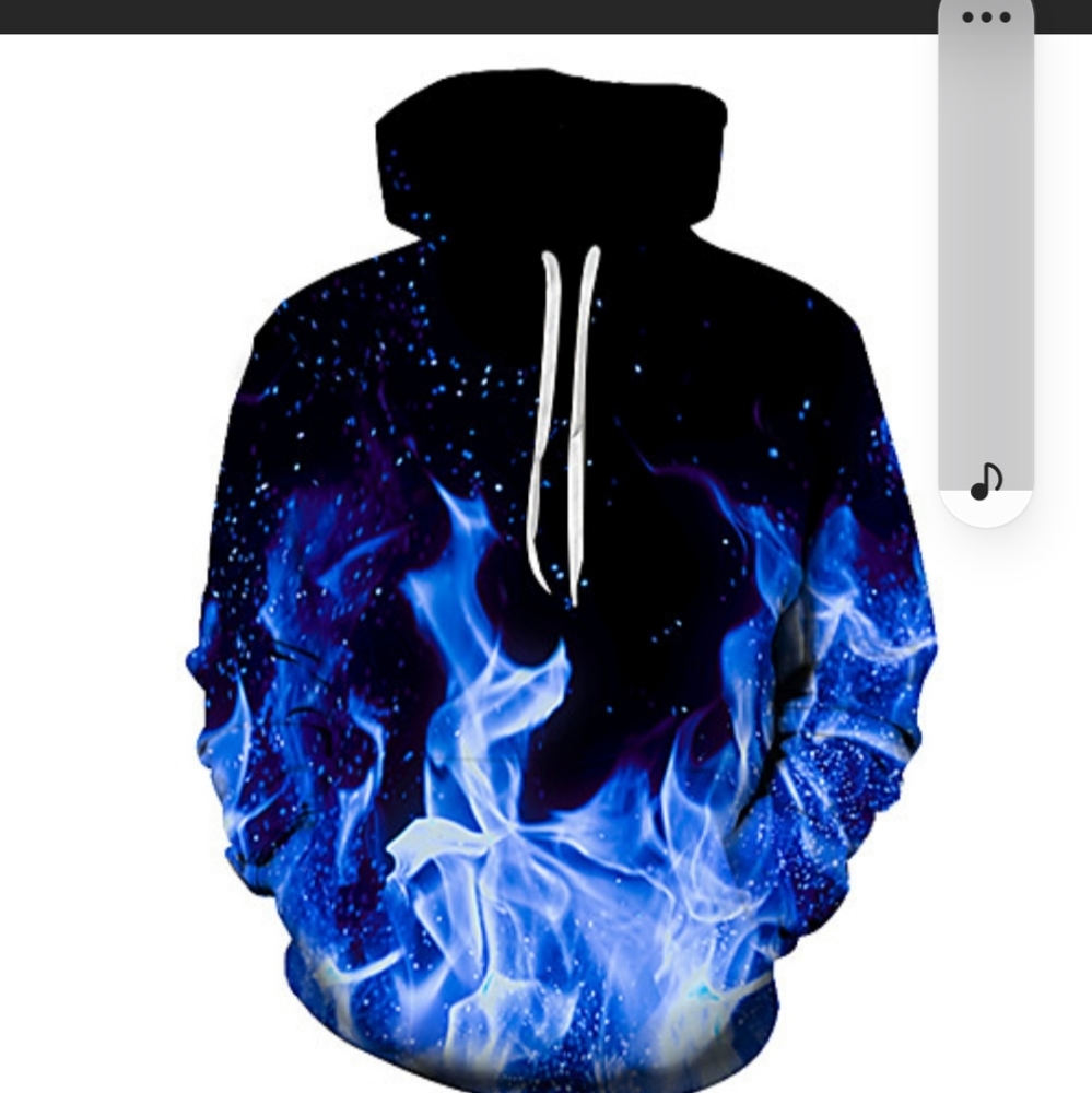 BNWOT [Light in a Box App] blue fire flame hoodie